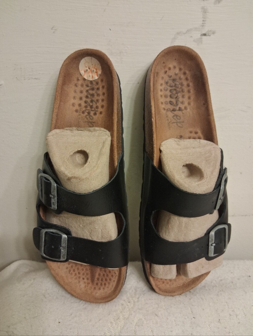 Womens BIOSTEP Black Dual-Buckle Slide Sandals size 9.5 Similar to Birkenstock